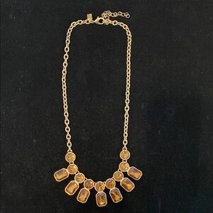 Banana Republic Gold Bib Necklace With Topaz-Colored Gemstones